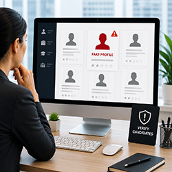 Viewing computer screen screening candidate profiles